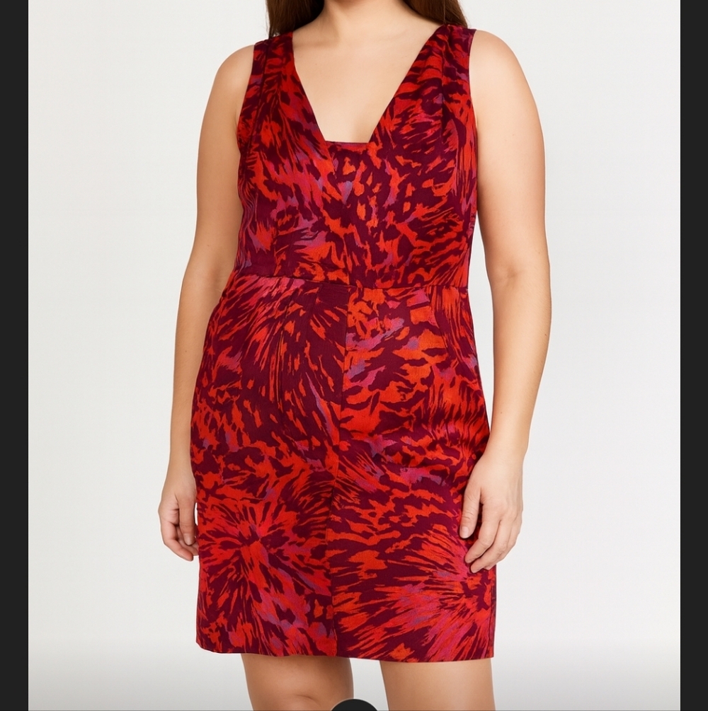 Adam Lippes Vibrant Red and Purple Women's Sleeveless Dress - 6 Resort Vacation
